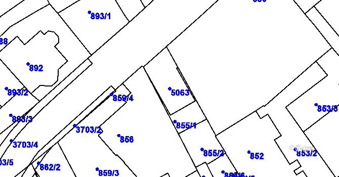 Parcela st. 5063 v KÚ Žamberk, Katastrální mapa