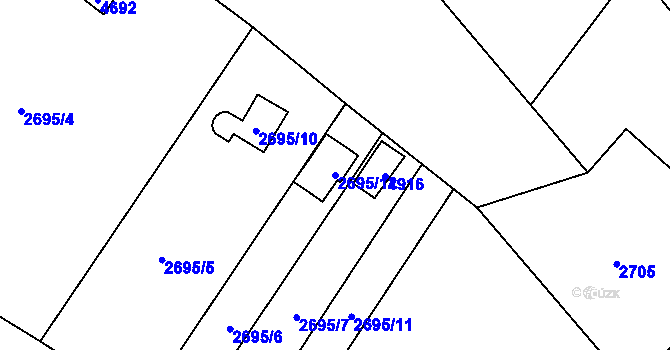 Parcela st. 2695/12 v KÚ Žamberk, Katastrální mapa