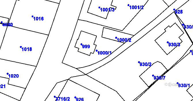 Parcela st. 1000/1 v KÚ Žamberk, Katastrální mapa