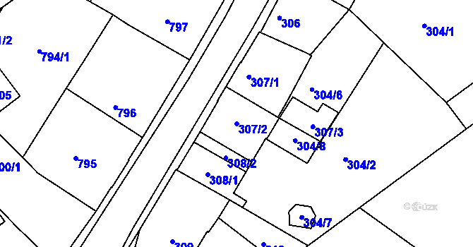 Parcela st. 307/2 v KÚ Žamberk, Katastrální mapa