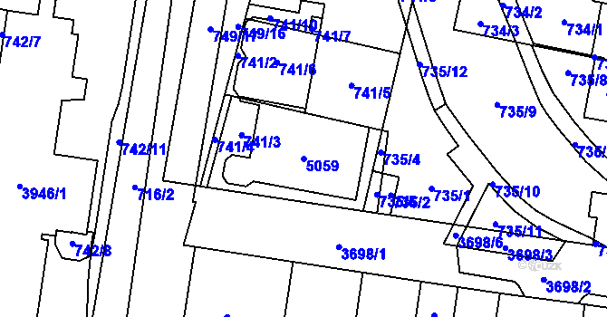 Parcela st. 5059 v KÚ Žamberk, Katastrální mapa