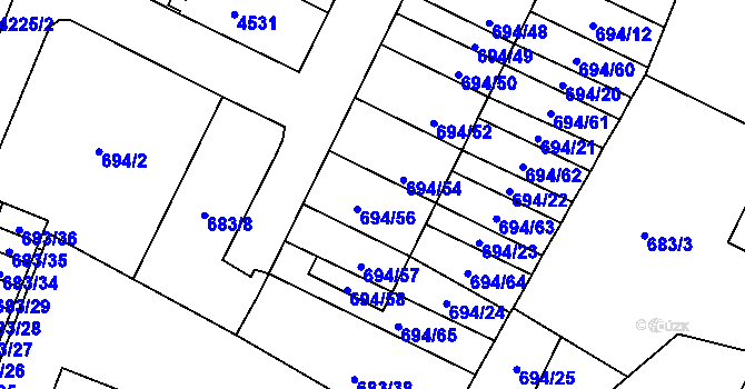 Parcela st. 694/55 v KÚ Žamberk, Katastrální mapa