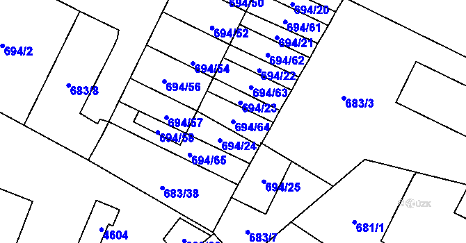 Parcela st. 694/64 v KÚ Žamberk, Katastrální mapa