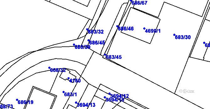 Parcela st. 683/45 v KÚ Žamberk, Katastrální mapa