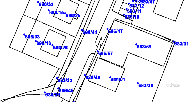 Parcela st. 686/67 v KÚ Žamberk, Katastrální mapa