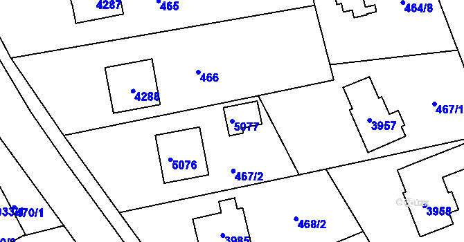 Parcela st. 5077 v KÚ Žamberk, Katastrální mapa