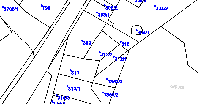 Parcela st. 312/2 v KÚ Žamberk, Katastrální mapa