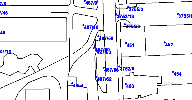 Parcela st. 487/63 v KÚ Žamberk, Katastrální mapa