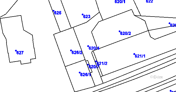 Parcela st. 620/4 v KÚ Žamberk, Katastrální mapa