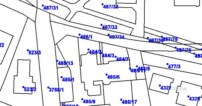 Parcela st. 484/3 v KÚ Žamberk, Katastrální mapa