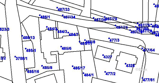 Parcela st. 485/11 v KÚ Žamberk, Katastrální mapa