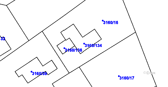 Parcela st. 3160/134 v KÚ Žamberk, Katastrální mapa