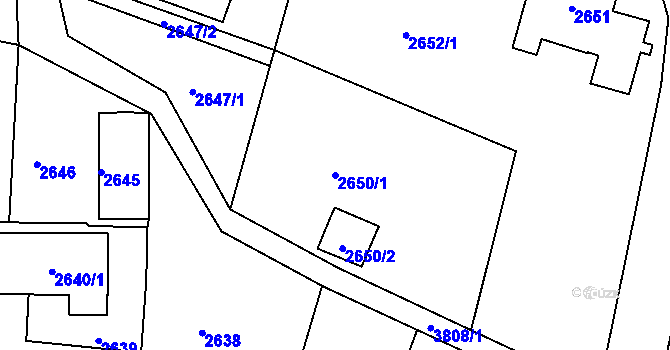 Parcela st. 2650/1 v KÚ Žamberk, Katastrální mapa