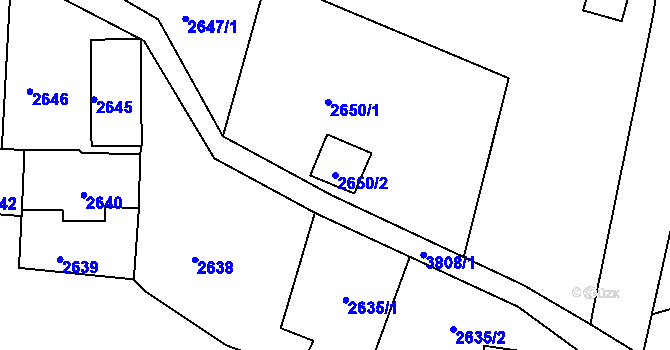 Parcela st. 2650/2 v KÚ Žamberk, Katastrální mapa