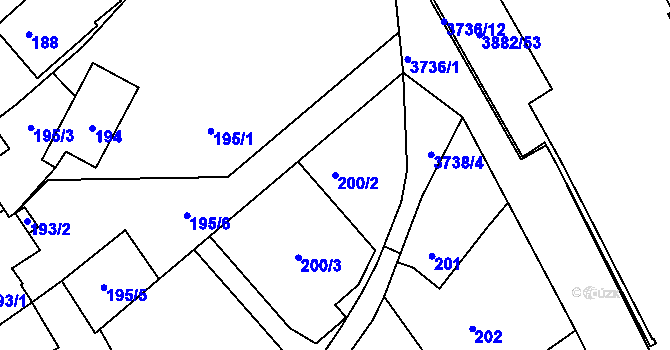 Parcela st. 200/2 v KÚ Žamberk, Katastrální mapa