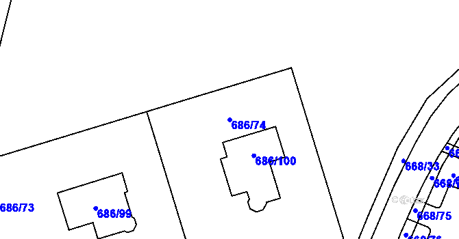 Parcela st. 686/74 v KÚ Žamberk, Katastrální mapa