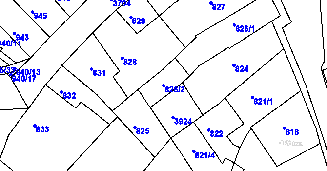 Parcela st. 826/2 v KÚ Žamberk, Katastrální mapa