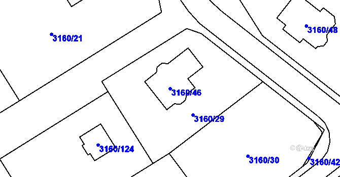 Parcela st. 3160/46 v KÚ Žamberk, Katastrální mapa
