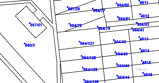 Parcela st. 664/127 v KÚ Žamberk, Katastrální mapa