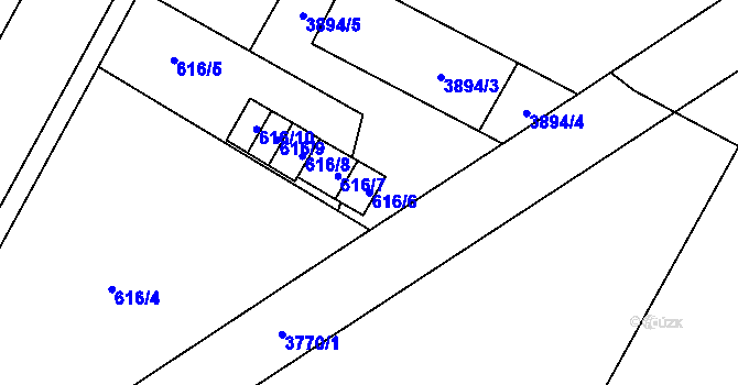 Parcela st. 616/6 v KÚ Žamberk, Katastrální mapa