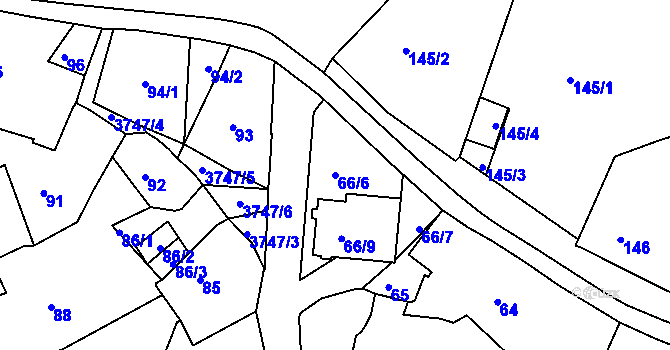 Parcela st. 66/6 v KÚ Žamberk, Katastrální mapa