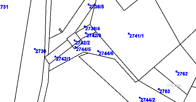 Parcela st. 2744/6 v KÚ Žamberk, Katastrální mapa