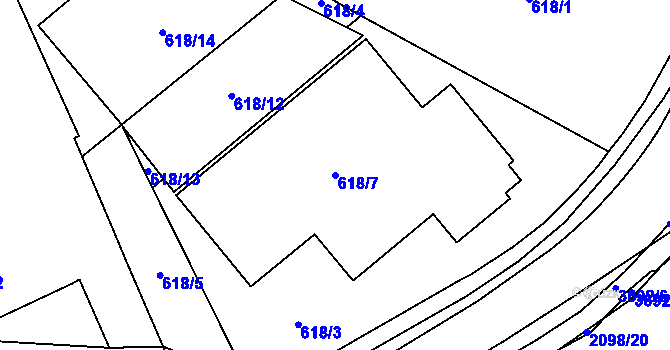 Parcela st. 618/7 v KÚ Žamberk, Katastrální mapa