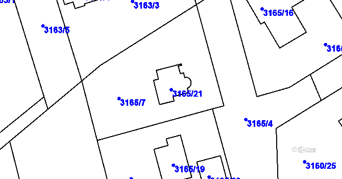 Parcela st. 3165/21 v KÚ Žamberk, Katastrální mapa