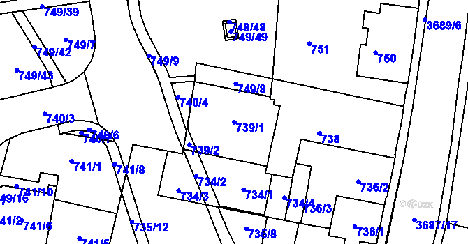 Parcela st. 739/1 v KÚ Žamberk, Katastrální mapa