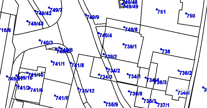 Parcela st. 739/2 v KÚ Žamberk, Katastrální mapa