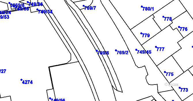 Parcela st. 769/6 v KÚ Žamberk, Katastrální mapa