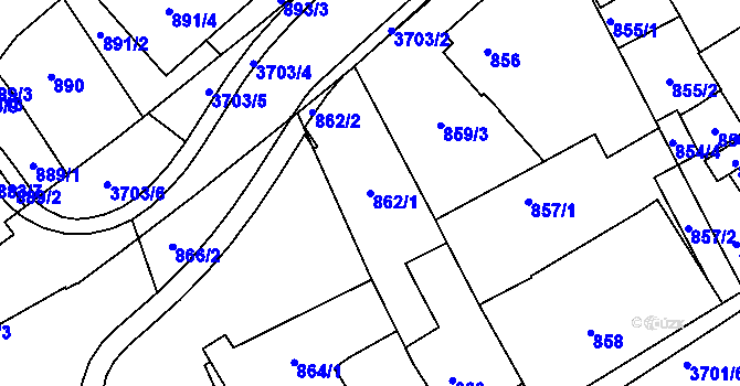 Parcela st. 862/1 v KÚ Žamberk, Katastrální mapa