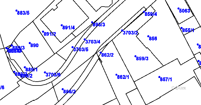 Parcela st. 862/2 v KÚ Žamberk, Katastrální mapa