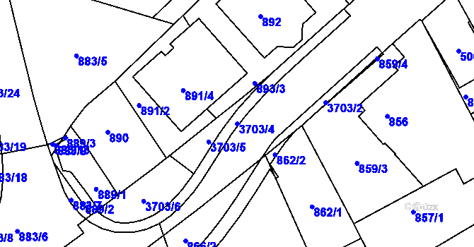 Parcela st. 3703/4 v KÚ Žamberk, Katastrální mapa