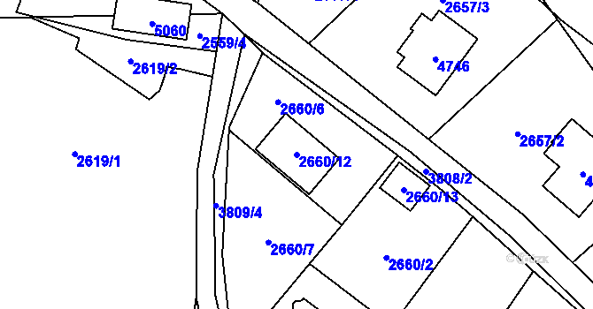 Parcela st. 2660/12 v KÚ Žamberk, Katastrální mapa