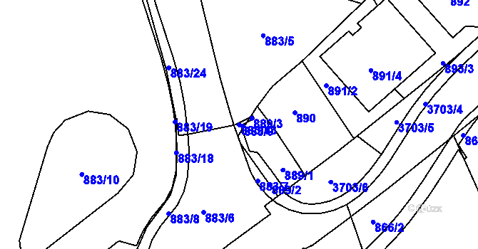 Parcela st. 883/13 v KÚ Žamberk, Katastrální mapa