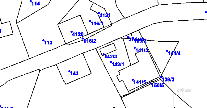 Parcela st. 142/3 v KÚ Žamberk, Katastrální mapa