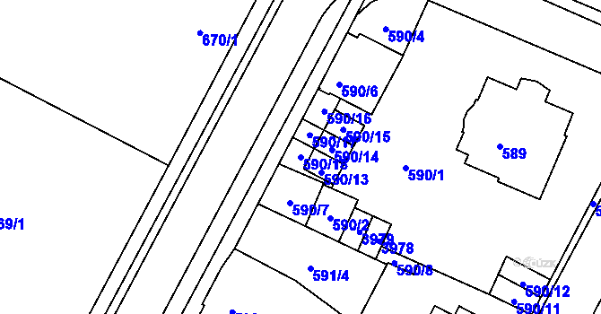 Parcela st. 590/18 v KÚ Žamberk, Katastrální mapa