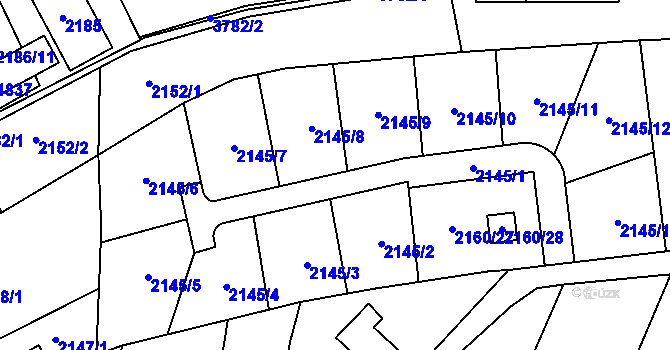 Parcela st. 2145 v KÚ Žamberk, Katastrální mapa