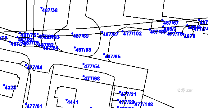 Parcela st. 487/85 v KÚ Žamberk, Katastrální mapa