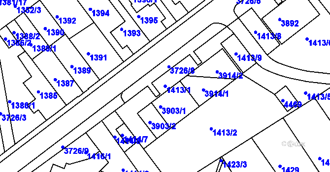 Parcela st. 1413/1 v KÚ Žamberk, Katastrální mapa