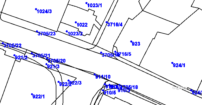 Parcela st. 3705/19 v KÚ Žamberk, Katastrální mapa