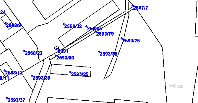 Parcela st. 2593/38 v KÚ Žamberk, Katastrální mapa