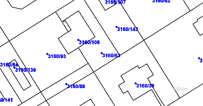 Parcela st. 3160/63 v KÚ Žamberk, Katastrální mapa