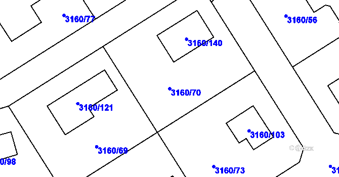 Parcela st. 3160/70 v KÚ Žamberk, Katastrální mapa