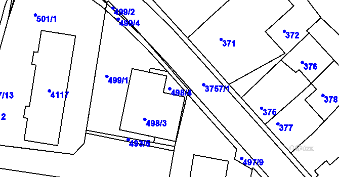 Parcela st. 498/4 v KÚ Žamberk, Katastrální mapa
