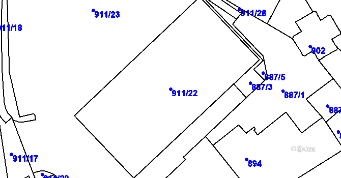 Parcela st. 911/22 v KÚ Žamberk, Katastrální mapa