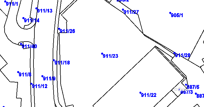Parcela st. 911/23 v KÚ Žamberk, Katastrální mapa