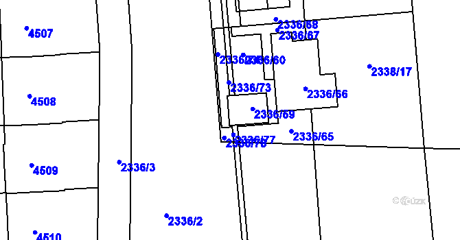 Parcela st. 2336/76 v KÚ Žamberk, Katastrální mapa