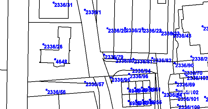 Parcela st. 2336/79 v KÚ Žamberk, Katastrální mapa